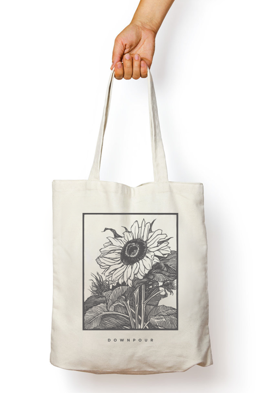 Downpour Sunflower Print Tote Bag