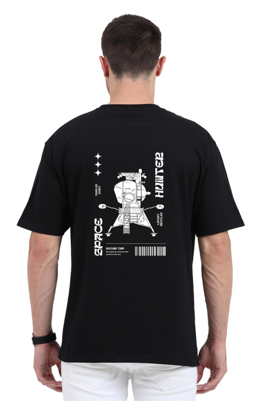Downpour Men's Black Oversized Space Hunter Graphic T-shirt