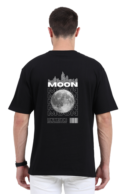 Downpour Men's Oversized Moon Typography and Graphic T-shirt