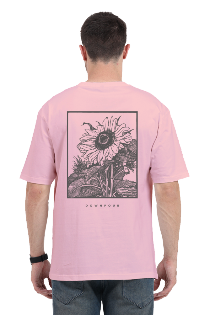 Downpour Men's Oversized Sunflower Print T-shirt