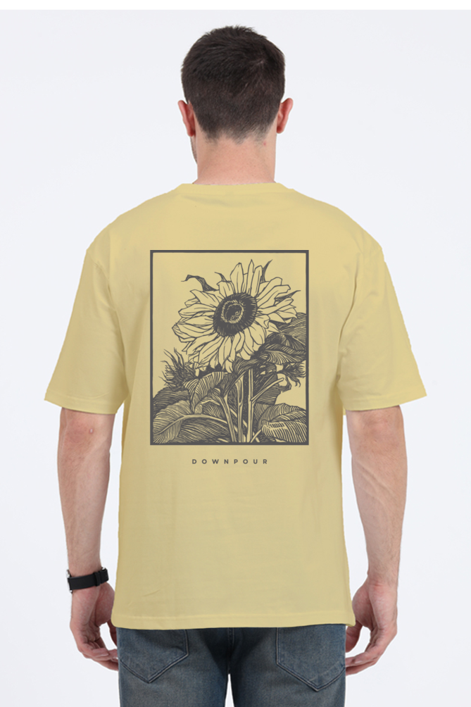 Downpour Men's Oversized Sunflower Print T-shirt